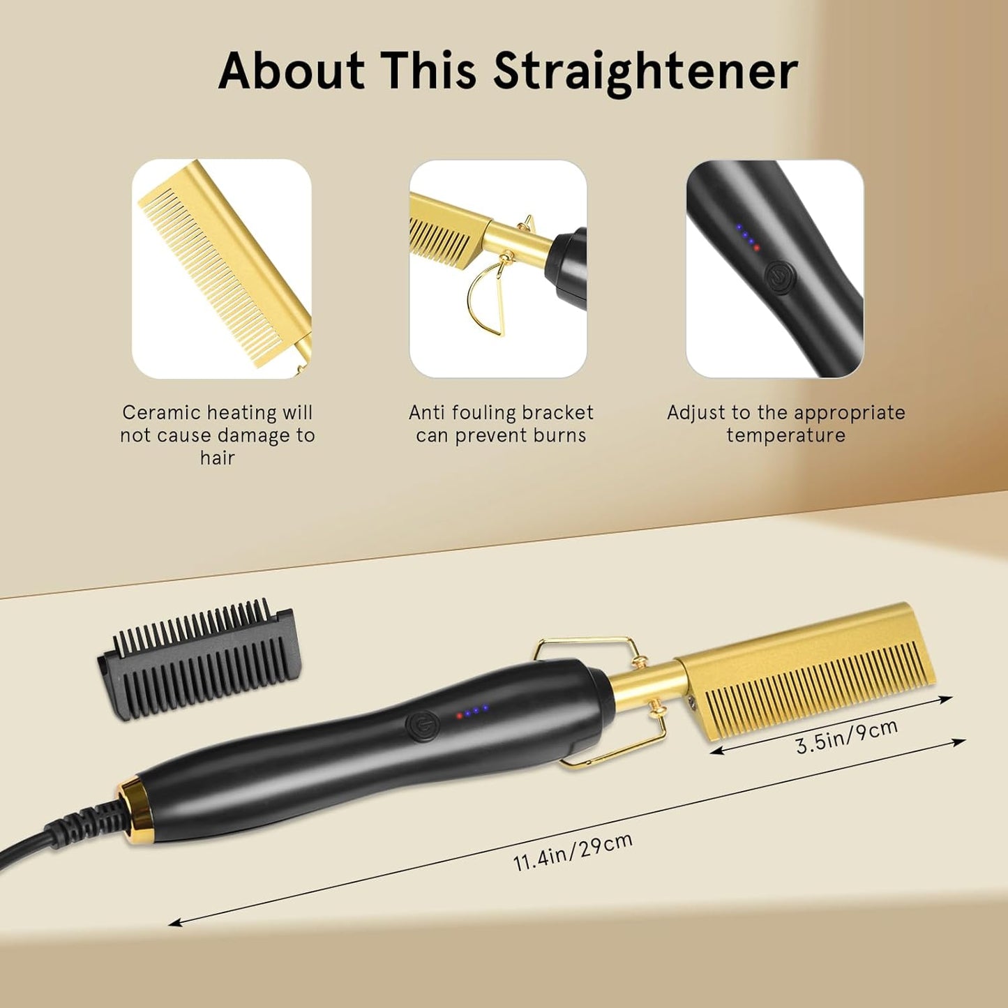 مشط كهربائي 2 في 1 لفرد وكيرلي الشعر