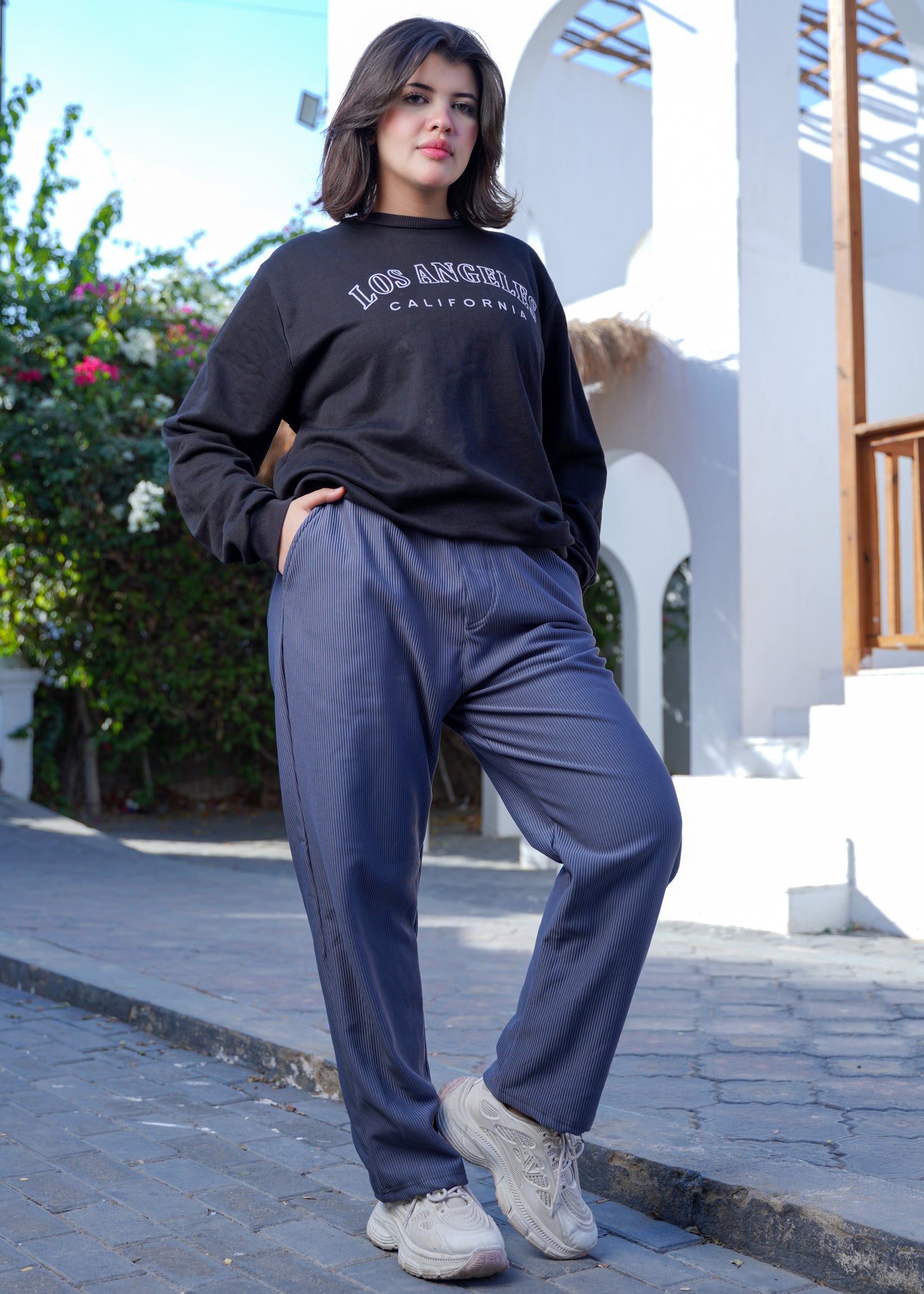 بنطلون كاردونيه مضلّع حريمي