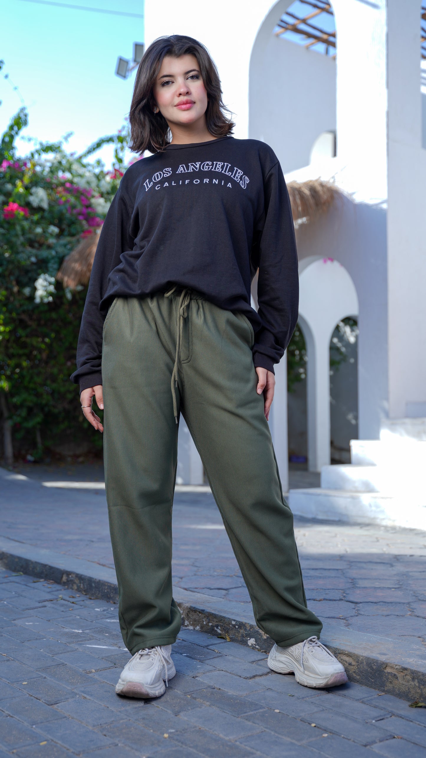 بنطلون كاردونيه مضلّع حريمي