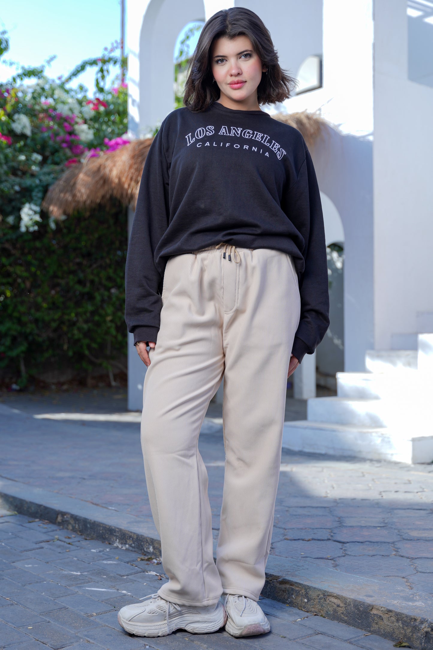 بنطلون كاردونيه مضلّع حريمي