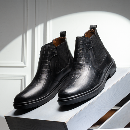 هاف بوت رجالي جلد طبيعي