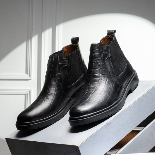 هاف بوت رجالي جلد طبيعي