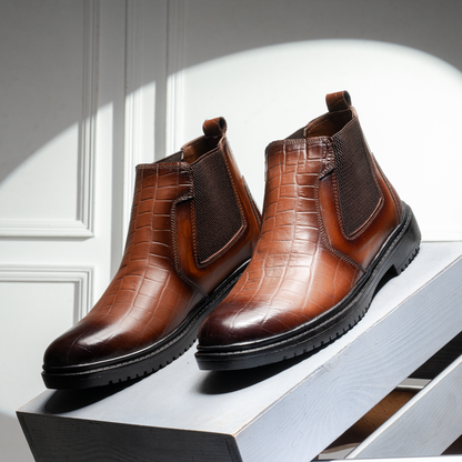 هاف بوت رجالي جلد طبيعي