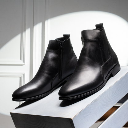 هاف بوت رجالي  جلد طبيعي