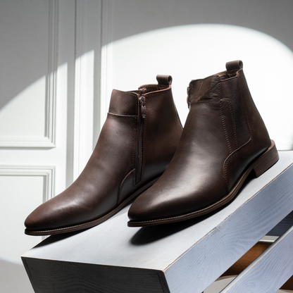 هاف بوت رجالي  جلد طبيعي