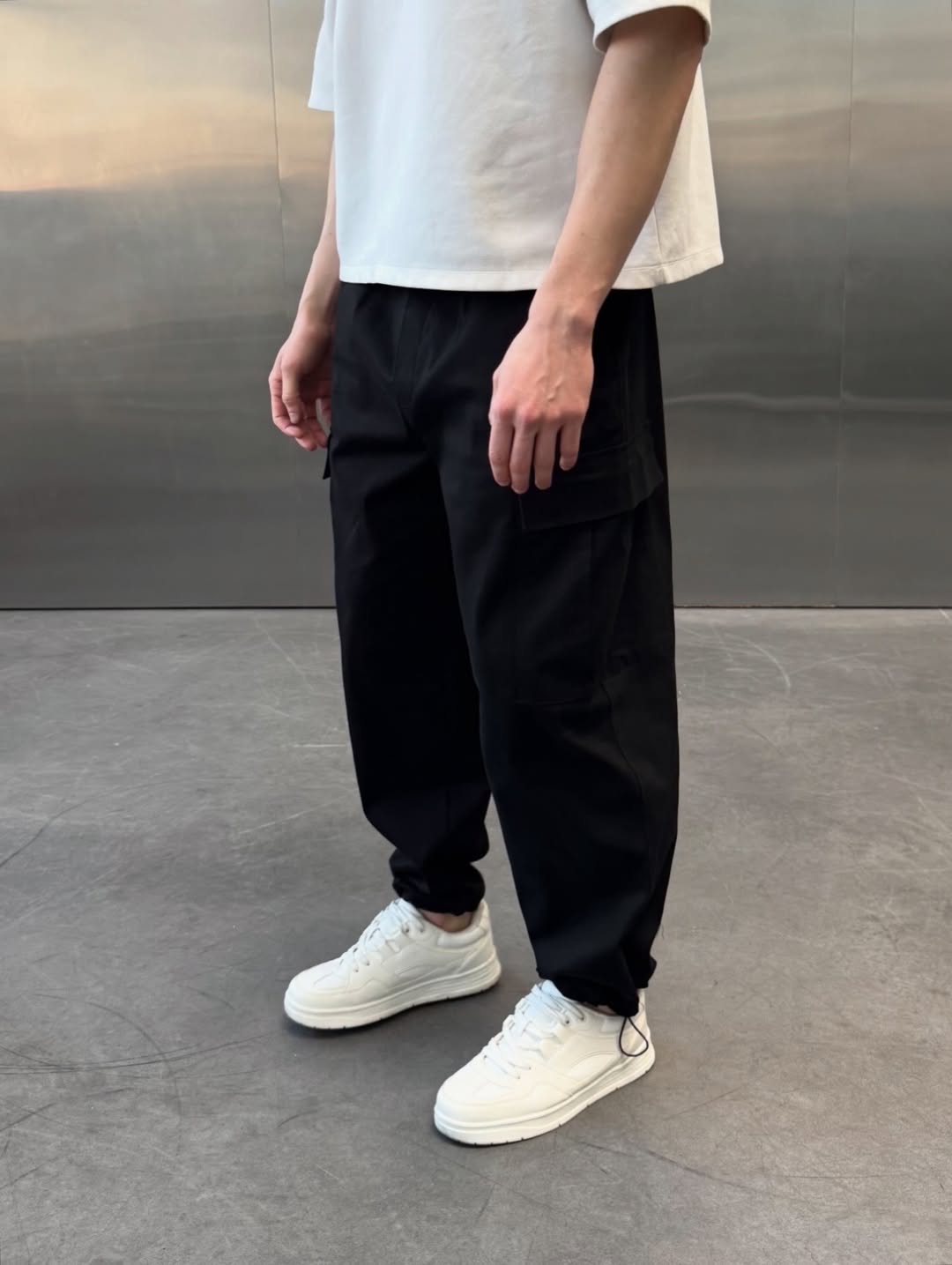 بنطلون كارجو جبردين وايد ليج 5 جيوب